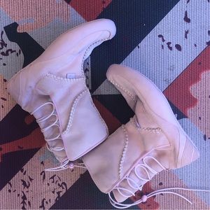 Michelle K baby pink leather boots